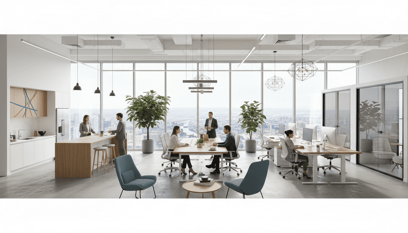 Commercial office space with large modern window installation